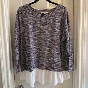 NWT LOFT Striped Shirttail Sweater - Size: XL